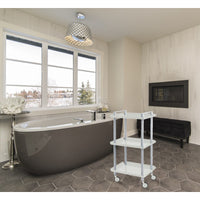 Carrello da Cucina/Portaoggetti  in metallo con 3 ripiani, struttura grigia, LEKY