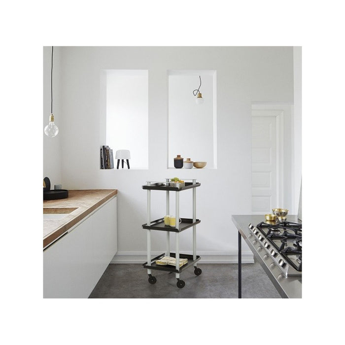 Carrello da Cucina/Portaoggetti  in metallo con 3 ripiani, struttura grigia, LEKY