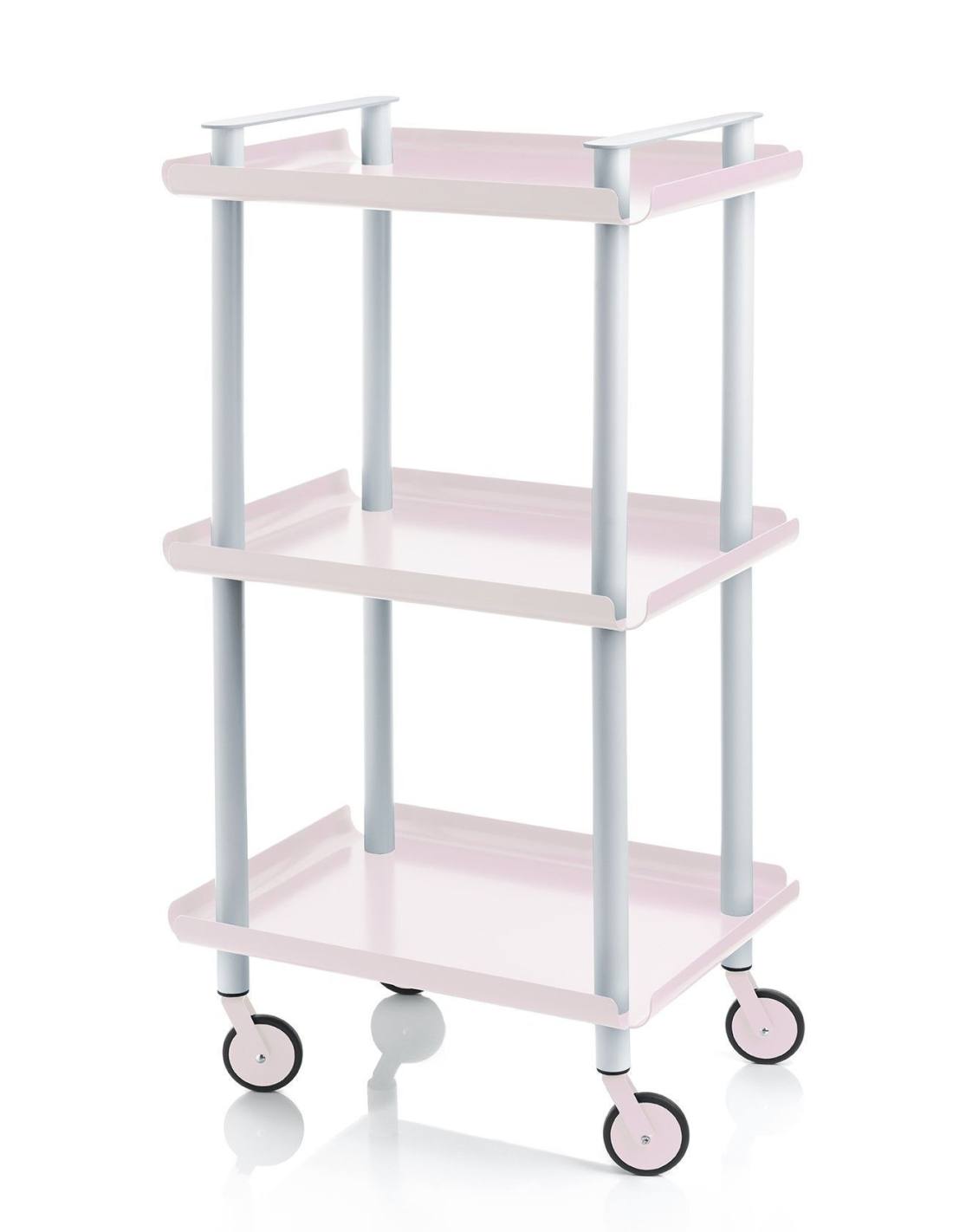 Carrello da Cucina/Portaoggetti  in metallo con 3 ripiani, struttura grigia, LEKY