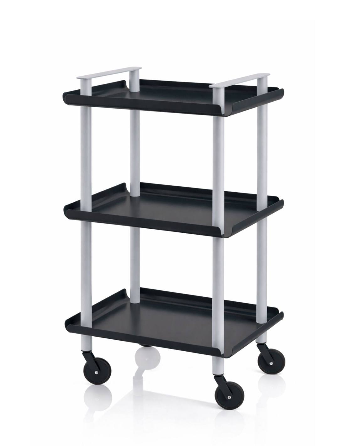 Carrello da Cucina/Portaoggetti  in metallo con 3 ripiani, struttura grigia, LEKY