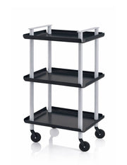 Carrello da Cucina/Portaoggetti  in metallo con 3 ripiani, struttura grigia, LEKY