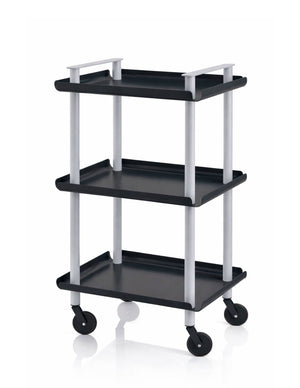 Carrello da Cucina/Portaoggetti  in metallo con 3 ripiani, struttura grigia, LEKY