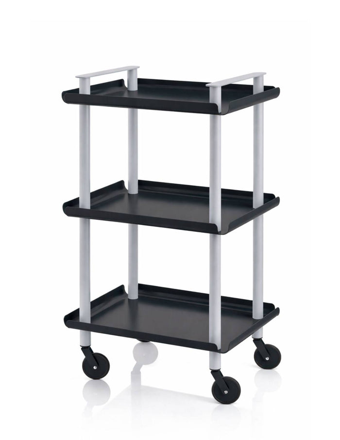 Carrello da Cucina/Portaoggetti  in metallo con 3 ripiani, struttura grigia, LEKY