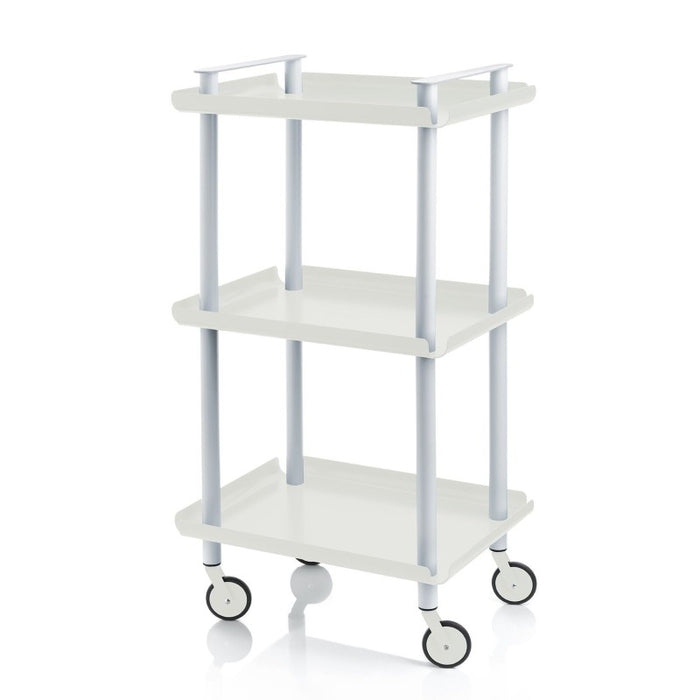 Carrello da Cucina/Portaoggetti  in metallo con 3 ripiani, struttura grigia, LEKY