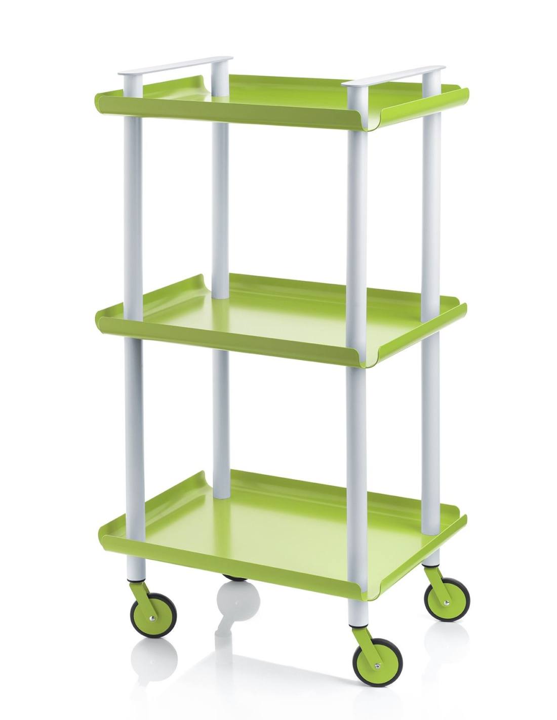 Carrello da Cucina/Portaoggetti  in metallo con 3 ripiani, struttura grigia, LEKY