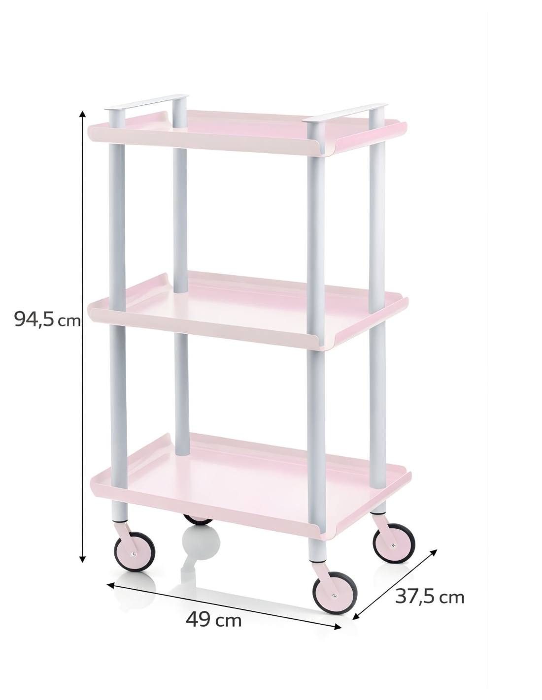 Carrello da Cucina/Portaoggetti  in metallo con 3 ripiani, struttura grigia, LEKY