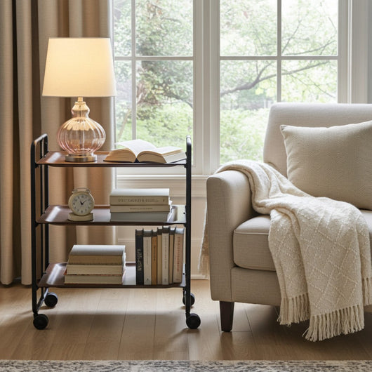 Carrello da servizio pieghevole BAUHAUS – 3 ripiani, struttura in metallo nero