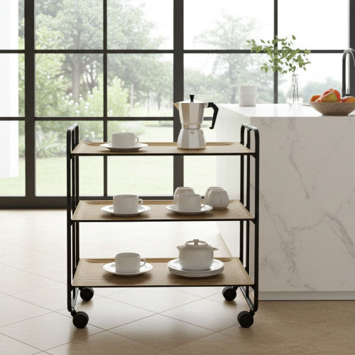 Carrello da servizio pieghevole BAUHAUS – 3 ripiani, struttura in metallo nero