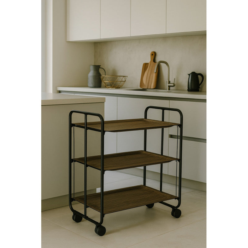 Carrello da servizio pieghevole BAUHAUS – 3 ripiani, struttura in metallo nero