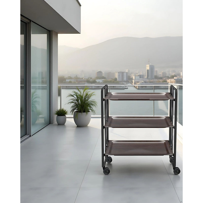 Carrello da servizio pieghevole BAUHAUS – 3 ripiani, struttura in metallo nero