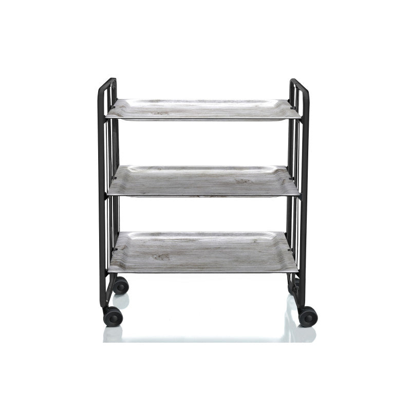 Carrello da servizio pieghevole BAUHAUS – 3 ripiani, struttura in metallo nero