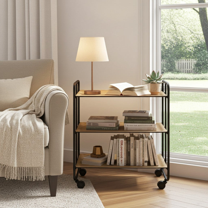 Carrello da servizio pieghevole BAUHAUS – 3 ripiani, struttura in metallo nero