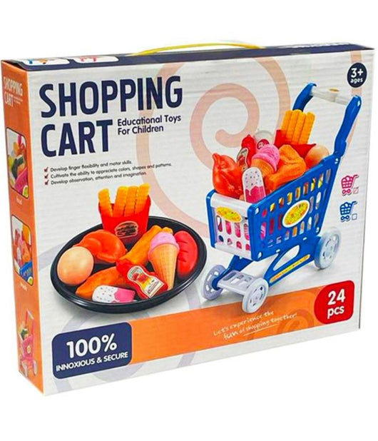 Carrello Della Spesa Per Bambini 24 Pezzi Gioco Di Simulazione Supermarket 3+         