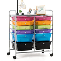 Carrello con 12 cassetti in plastica da ufficio e domestico, Carrello multiuso 64x38x75cm Colorato 1-Armadi da ufficio