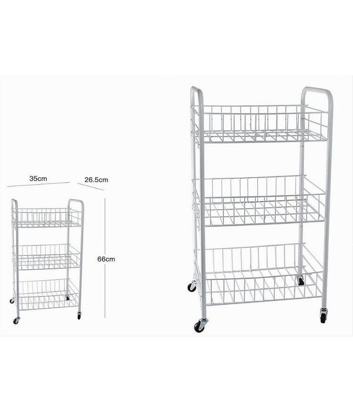 Carrello In Metallo Da Bagno Portaoggetti 3 Ripiani Porta Oggetti Con Ruote 52531         