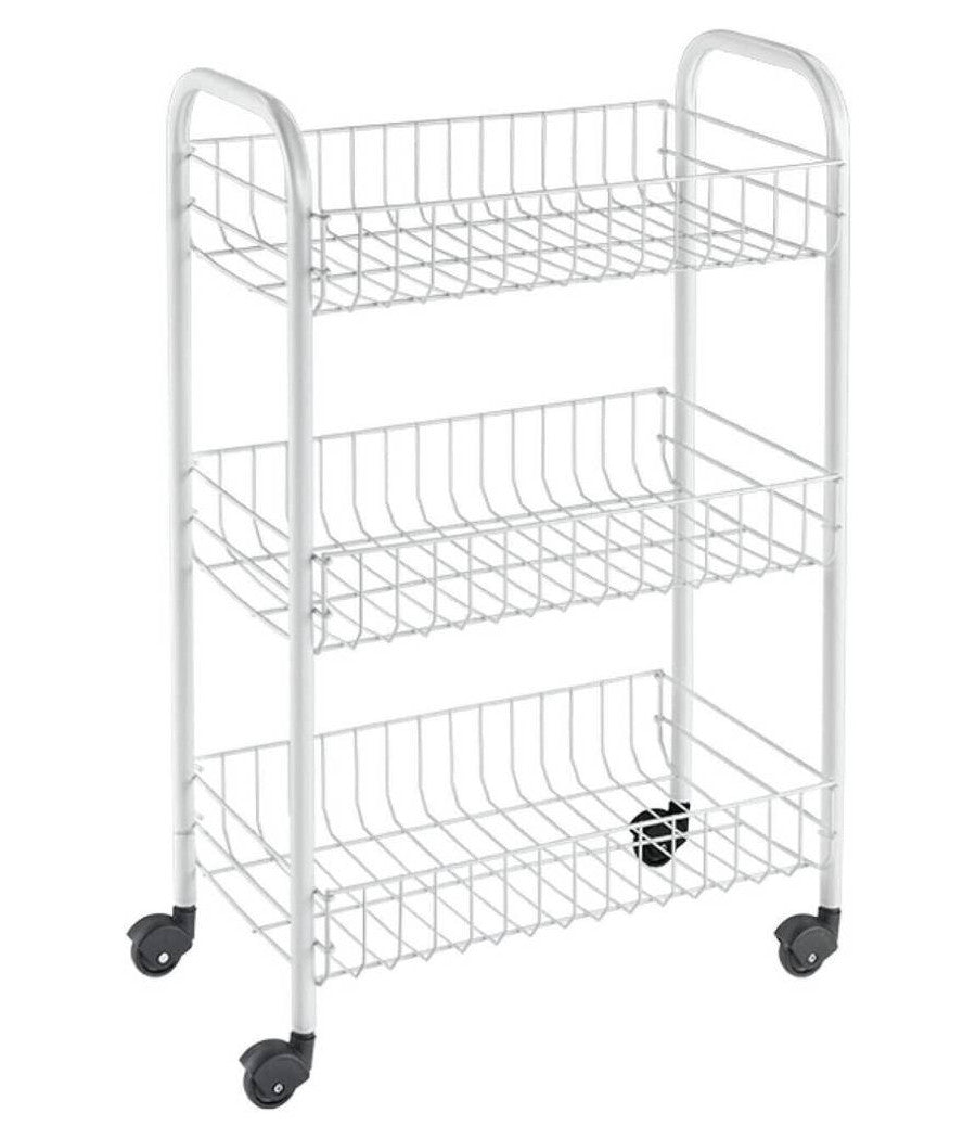 Carrello In Metallo Da Bagno Portaoggetti 3 Ripiani Porta Oggetti Con Ruote 52531         