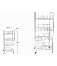 Carrello In Metallo Da Bagno Portaoggetti 4 Ripiani Porta Oggetti Con Ruote 52532         