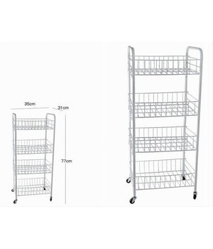 Carrello In Metallo Da Bagno Portaoggetti 4 Ripiani Porta Oggetti Con Ruote 52532         