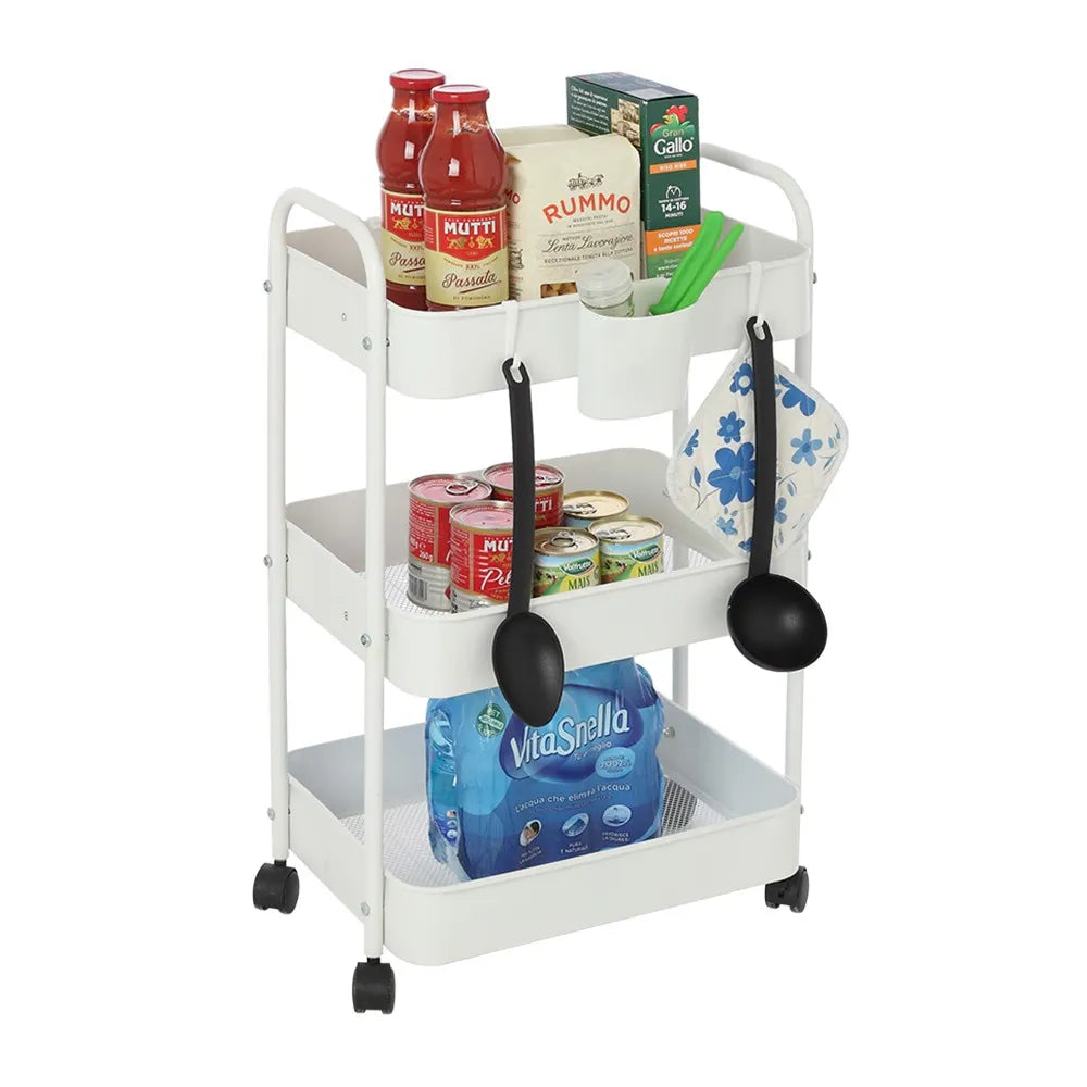 Carrello multiuso in metallo bianco con portata 5 kg per ripiano
