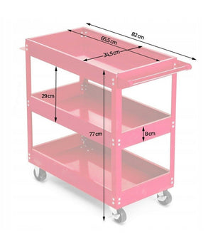 Carrello Per Attrezzi Da Officina Portautensili 3 Ripiani Con 4 Ruote 89824         