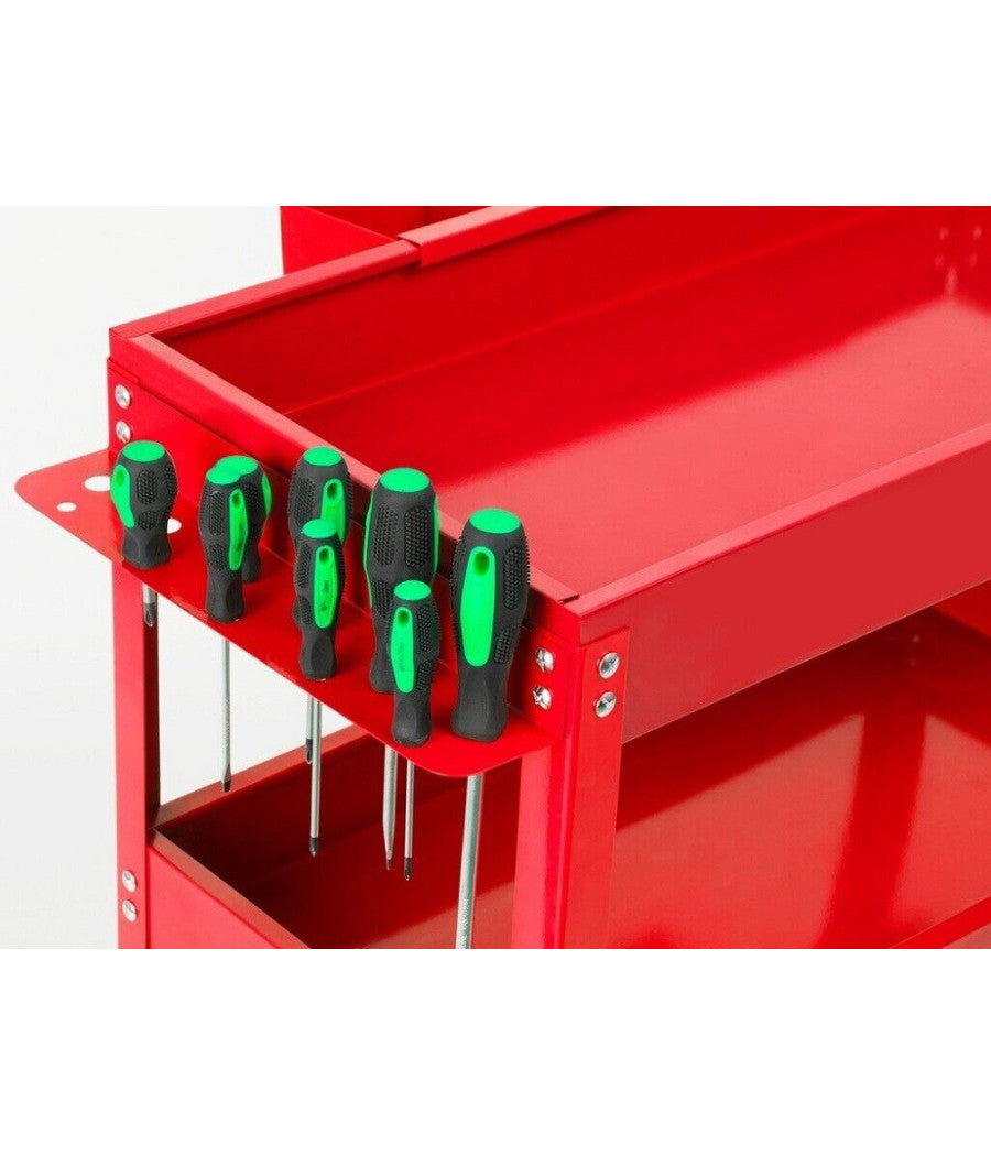 Carrello Per Attrezzi Da Officina Portautensili 3 Ripiani Con 4 Ruote 89824         