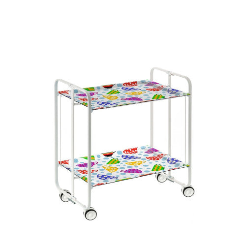 Carrello pieghevole a 2 ripiani con ruote – Salvaspazio, stile moderno, – Struttura bianca - BAUHAUS