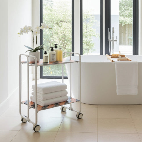 Carrello pieghevole a 2 ripiani con ruote – Salvaspazio, stile moderno, – Struttura bianca - BAUHAUS