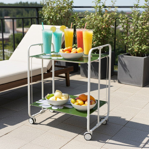 Carrello pieghevole a 2 ripiani con ruote – Salvaspazio, stile moderno, – Struttura bianca - BAUHAUS
