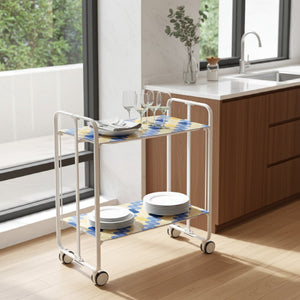 Carrello pieghevole a 2 ripiani con ruote – Salvaspazio, stile moderno, – Struttura bianca - BAUHAUS