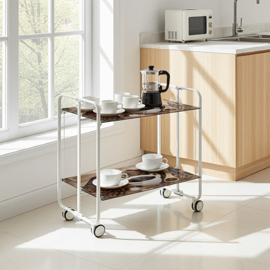 Carrello pieghevole a 2 ripiani con ruote – Salvaspazio, stile moderno, – Struttura bianca - BAUHAUS