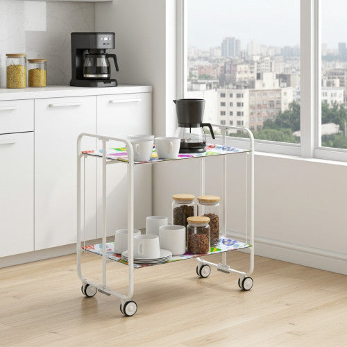 Carrello pieghevole a 2 ripiani con ruote – Salvaspazio, stile moderno, – Struttura bianca - BAUHAUS