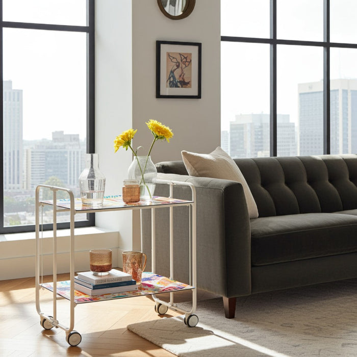 Carrello pieghevole a 2 ripiani con ruote – Salvaspazio, stile moderno, – Struttura bianca - BAUHAUS