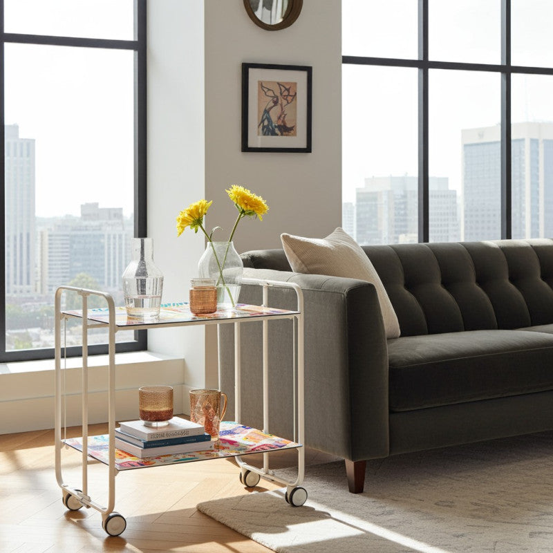 Carrello pieghevole a 2 ripiani con ruote – Salvaspazio, stile moderno, – Struttura bianca - BAUHAUS