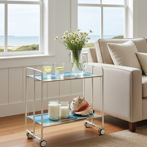 Carrello pieghevole a 2 ripiani con ruote – Salvaspazio, stile moderno, – Struttura bianca - BAUHAUS