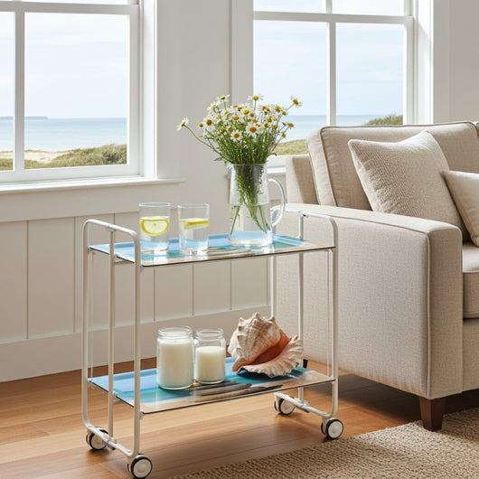 Carrello pieghevole a 2 ripiani con ruote – Salvaspazio, stile moderno, – Struttura bianca - BAUHAUS