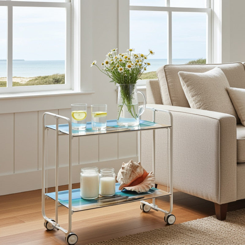 Carrello pieghevole a 2 ripiani con ruote – Salvaspazio, stile moderno, – Struttura bianca - BAUHAUS