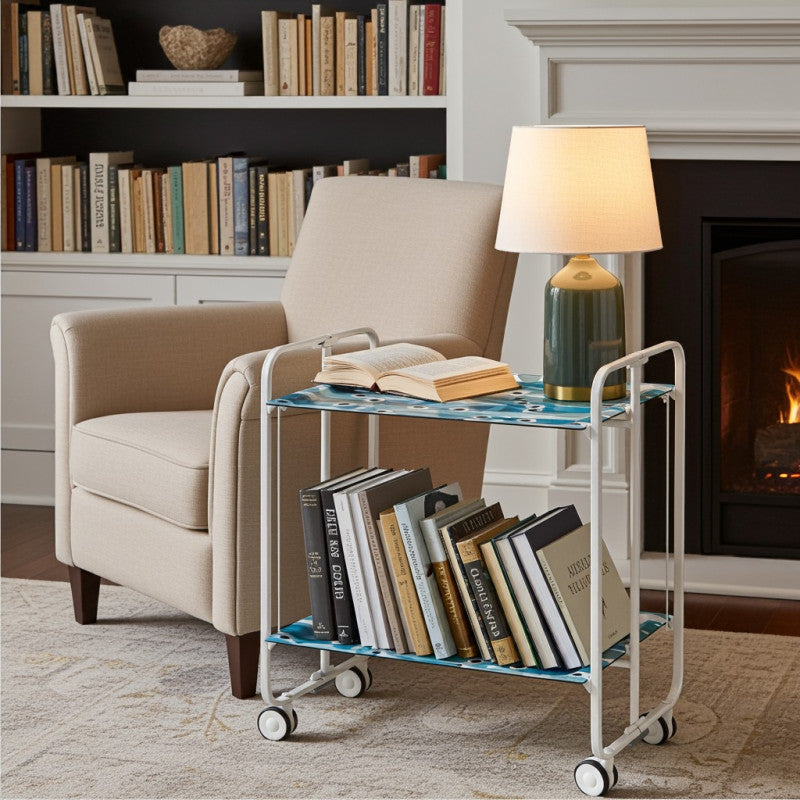 Carrello pieghevole a 2 ripiani con ruote – Salvaspazio, stile moderno, – Struttura bianca - BAUHAUS