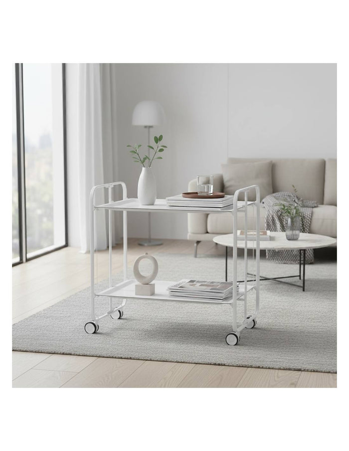 Carrello pieghevole a 2 ripiani con ruote – Salvaspazio, stile moderno, – Struttura bianca - BAUHAUS