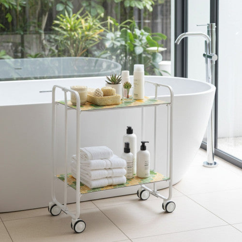 Carrello pieghevole a 2 ripiani con ruote – Salvaspazio, stile moderno, – Struttura bianca - BAUHAUS