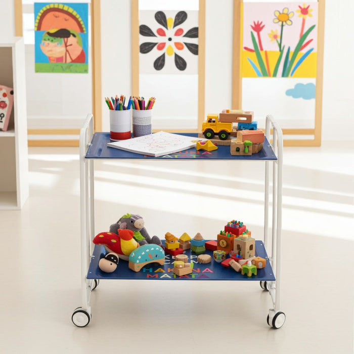 Carrello pieghevole a 2 ripiani con ruote – Salvaspazio, stile moderno, – Struttura bianca - BAUHAUS