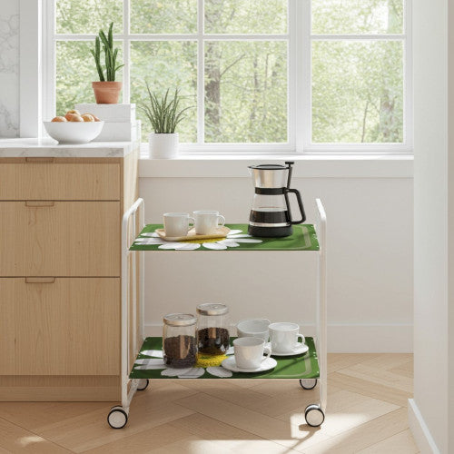 Carrello pieghevole a 2 ripiani con ruote – Salvaspazio, stile moderno, – Struttura bianca - BAUHAUS