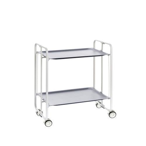 Carrello pieghevole a 2 ripiani con ruote – Salvaspazio, stile moderno, – Struttura bianca - BAUHAUS