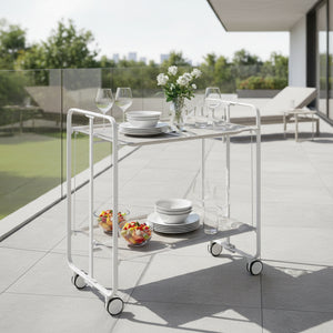 Carrello pieghevole a 2 ripiani con ruote – Salvaspazio, stile moderno, – Struttura bianca - BAUHAUS