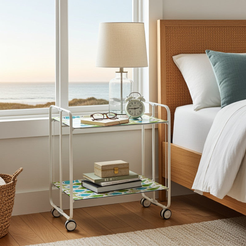 Carrello pieghevole a 2 ripiani con ruote – Salvaspazio, stile moderno, – Struttura bianca - BAUHAUS