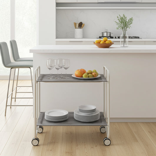 Carrello pieghevole a 2 ripiani con ruote – Salvaspazio, stile moderno, – Struttura bianca - BAUHAUS