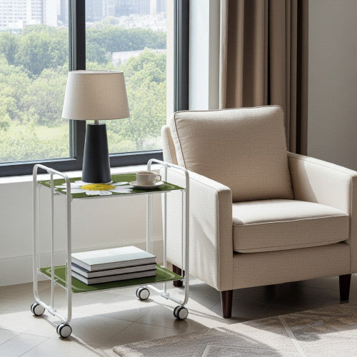 Carrello pieghevole a 2 ripiani con ruote – Salvaspazio, stile moderno, – Struttura bianca - BAUHAUS
