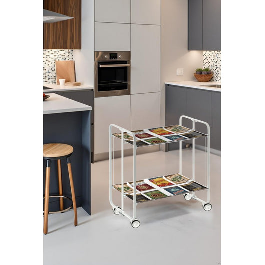Carrello pieghevole a 2 ripiani con ruote – Salvaspazio, stile moderno, – Struttura bianca - BAUHAUS