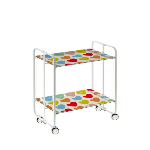 Carrello pieghevole a 2 ripiani con ruote – Salvaspazio, stile moderno, – Struttura bianca - BAUHAUS