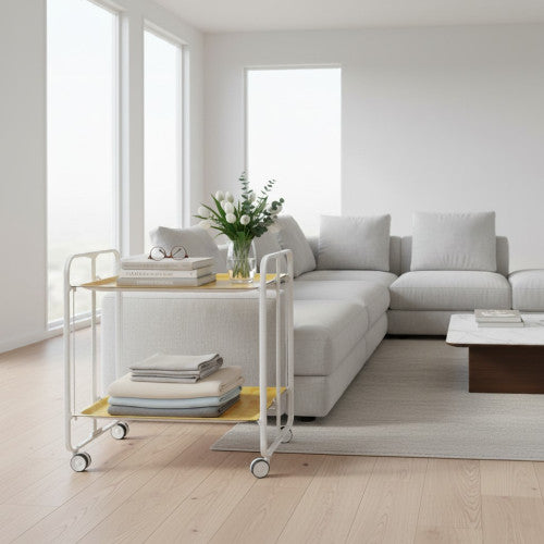Carrello pieghevole a 2 ripiani con ruote – Salvaspazio, stile moderno, – Struttura bianca - BAUHAUS