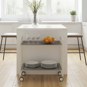 Carrello pieghevole a 2 ripiani con ruote – Salvaspazio, stile moderno, – Struttura bianca - BAUHAUS